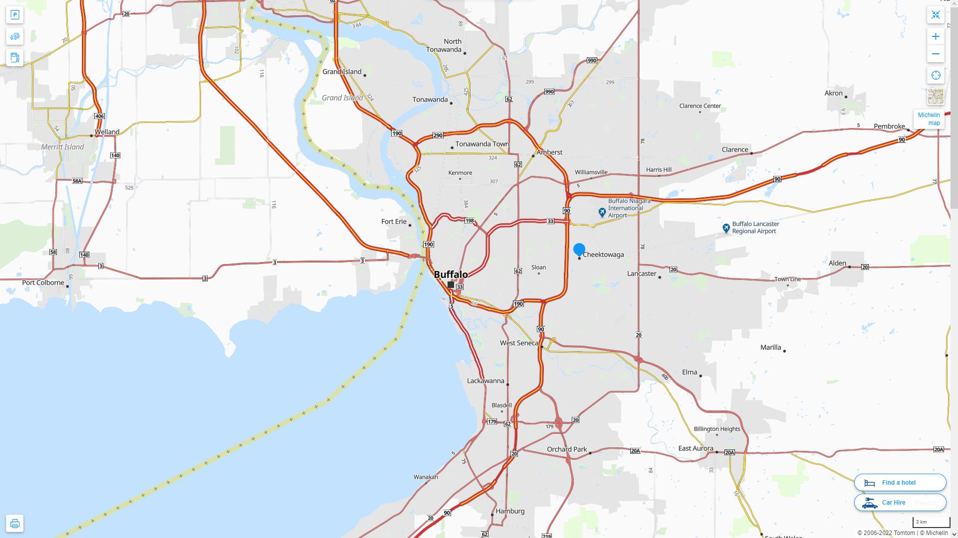 Cheektowaga New York Highway and Road Map